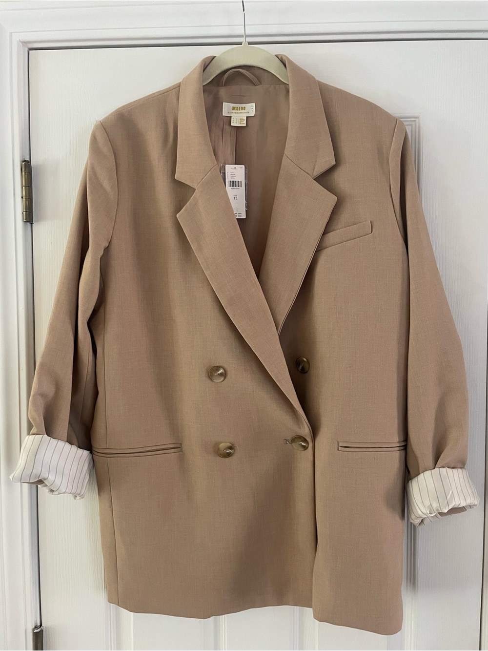 Women’s Double-Breasted Oversized Blazer Jacket - Beige